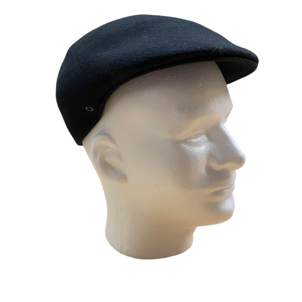 1950s Black Wool Flat Cap Mens Vintage Newsboy Ivy Cap